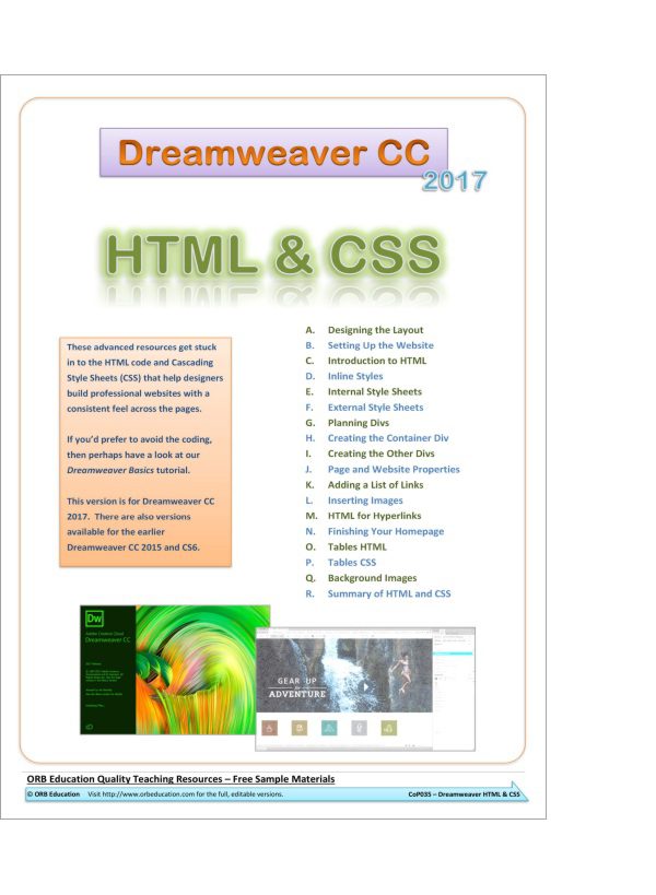 Dreamweaver Cc 2017 Html Css Orb Education Australia