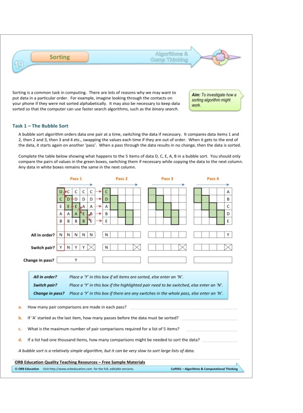 Algorithms Computational Thinking Yrs 7 8 ORB Education Australia