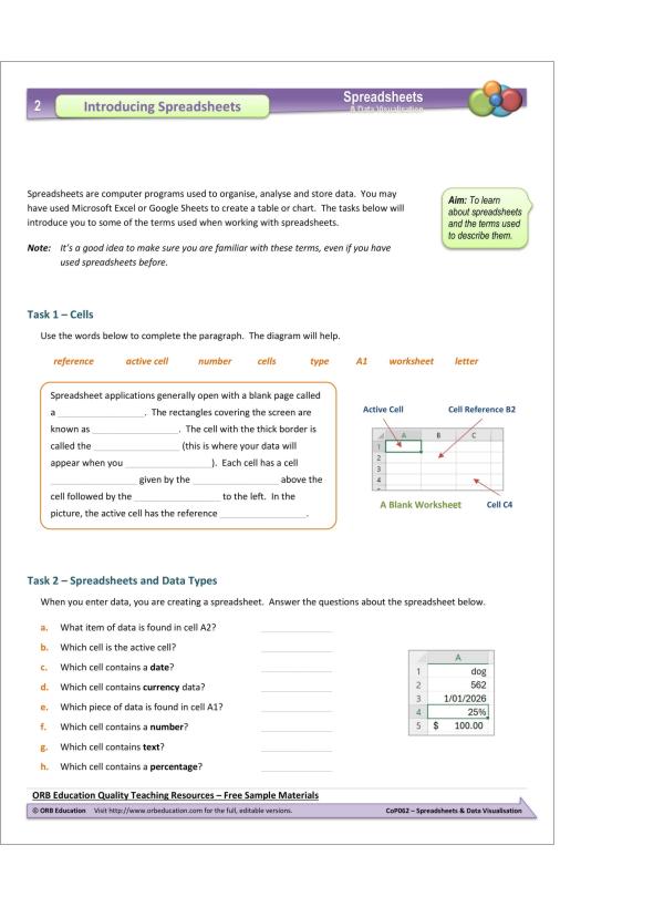 Spreadsheets and Data Visualisation 2024 (Yrs 7-8) - Image 3