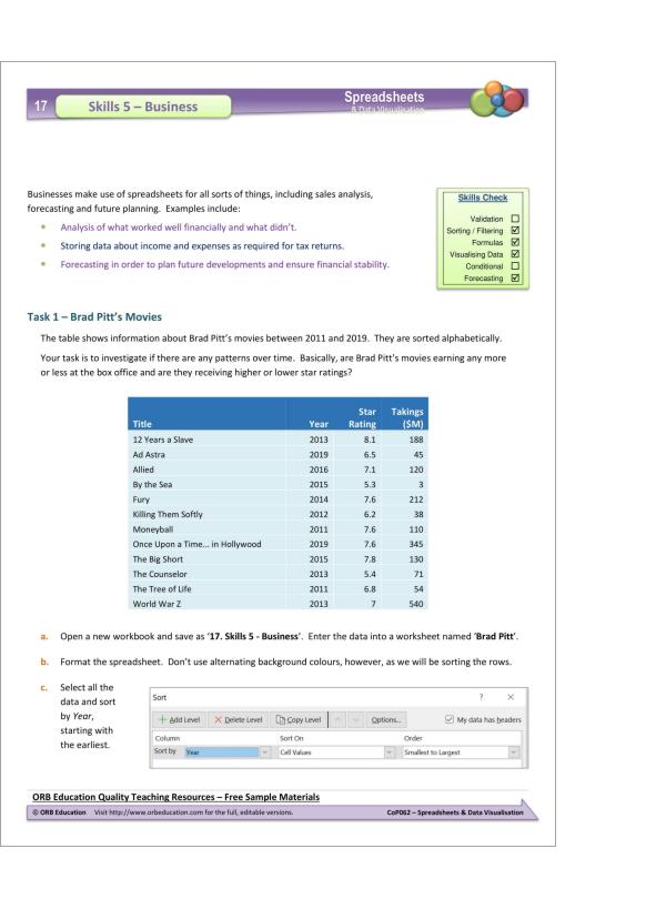 Spreadsheets and Data Visualisation 2024 (Yrs 7-8) - Image 7